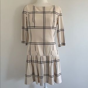 RED dress Saks Fifth Ave dress cream & black dress